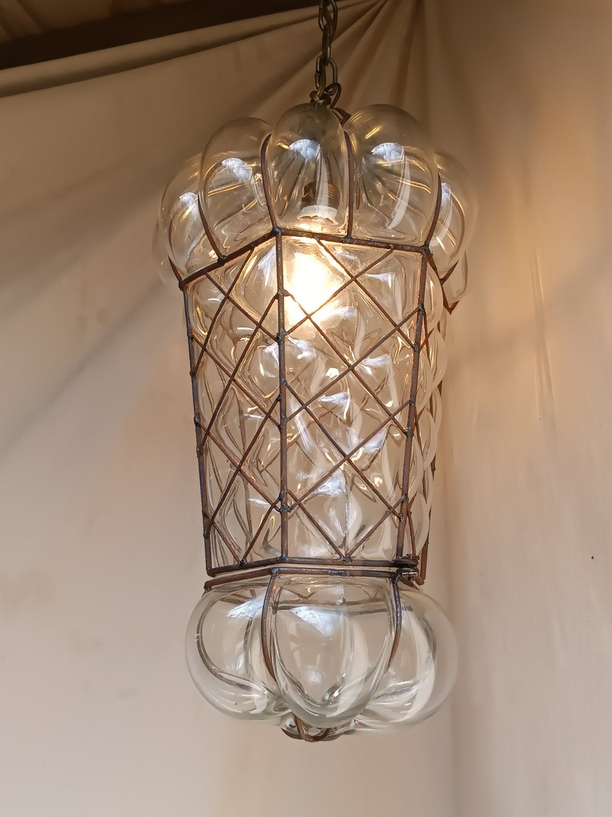 Lampe suspendue ancienne en verre de Murano, Enlèvement ou Envoi