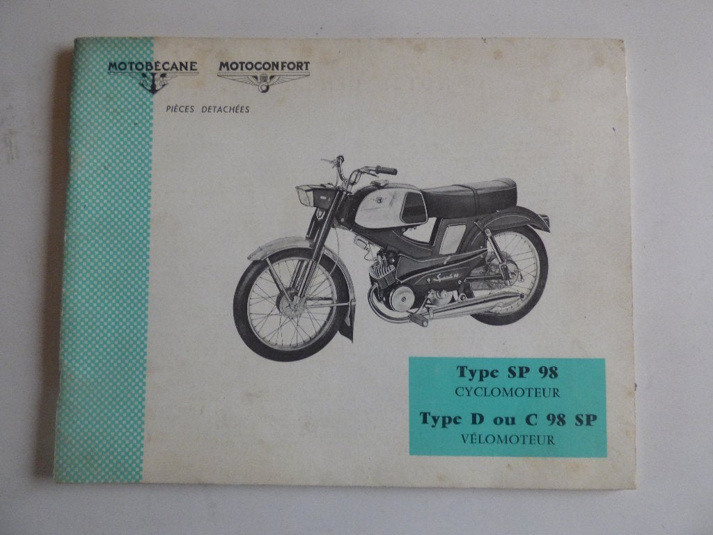 LISTE DES PIÈCES MOTOBECANE MOTOCONFORT TYPE SP98 & D/C 98SP, Vélos & Vélomoteurs, Enlèvement ou Envoi, Utilisé