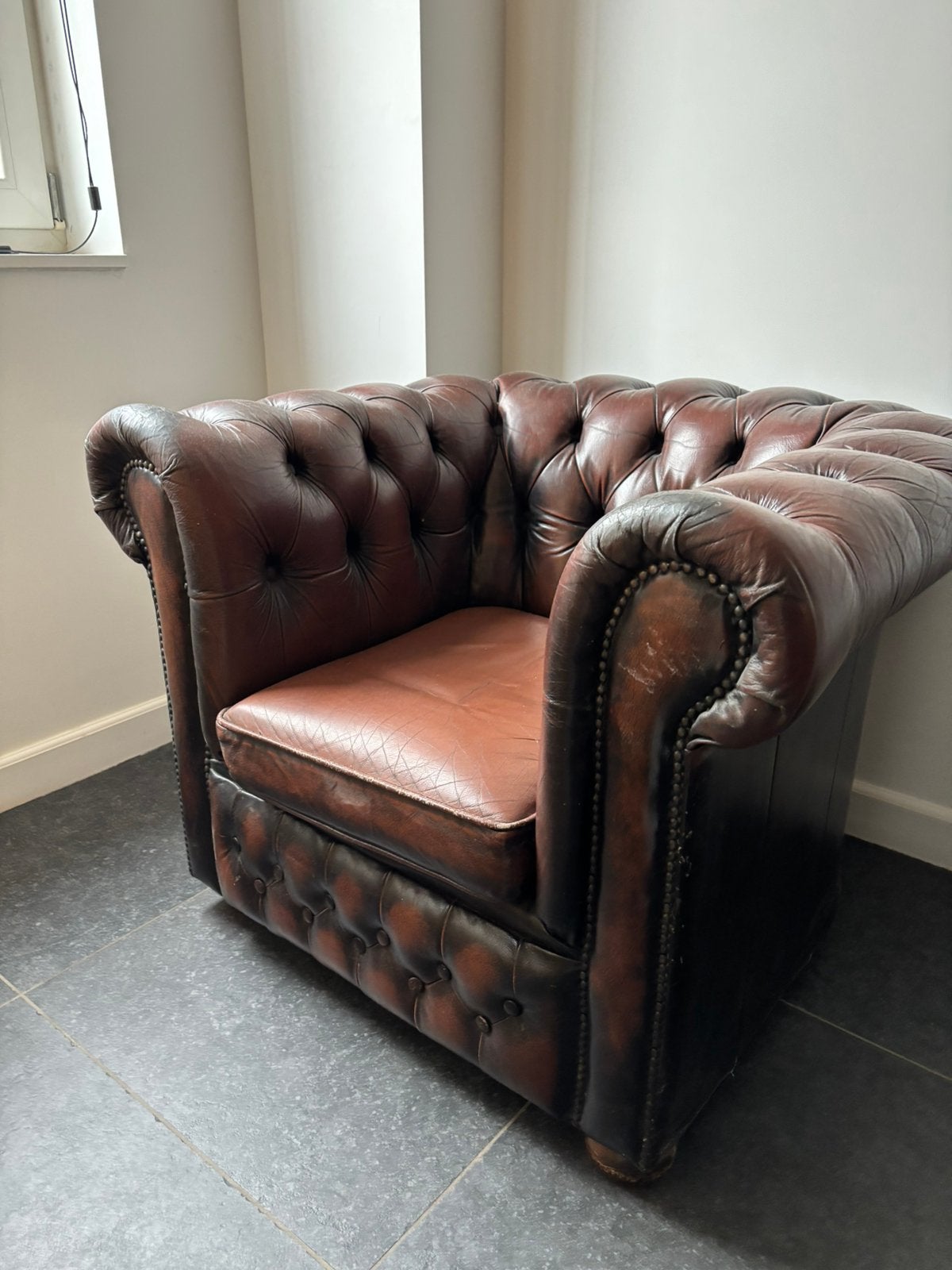 Chesterfield fauteuil, Maison & Meubles, Enlèvement, Utilisé, Une personne