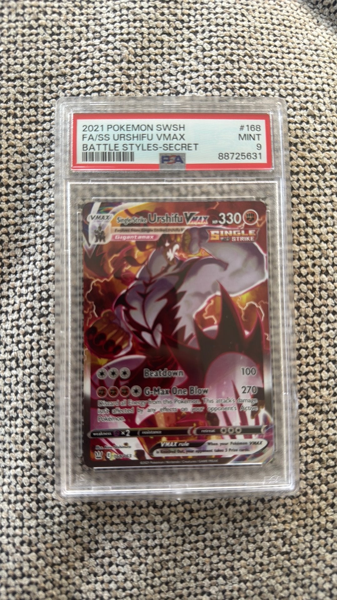 Pokémon Urshifu VMAX #168/163 PSA 9 – Battle Styles, Enlèvement ou Envoi, Neuf