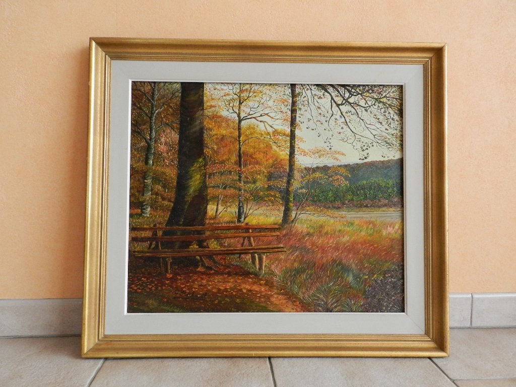 tableau, Antiquités & Art, Peinture à l'huile, Paysage, Enlèvement, Peint à la main