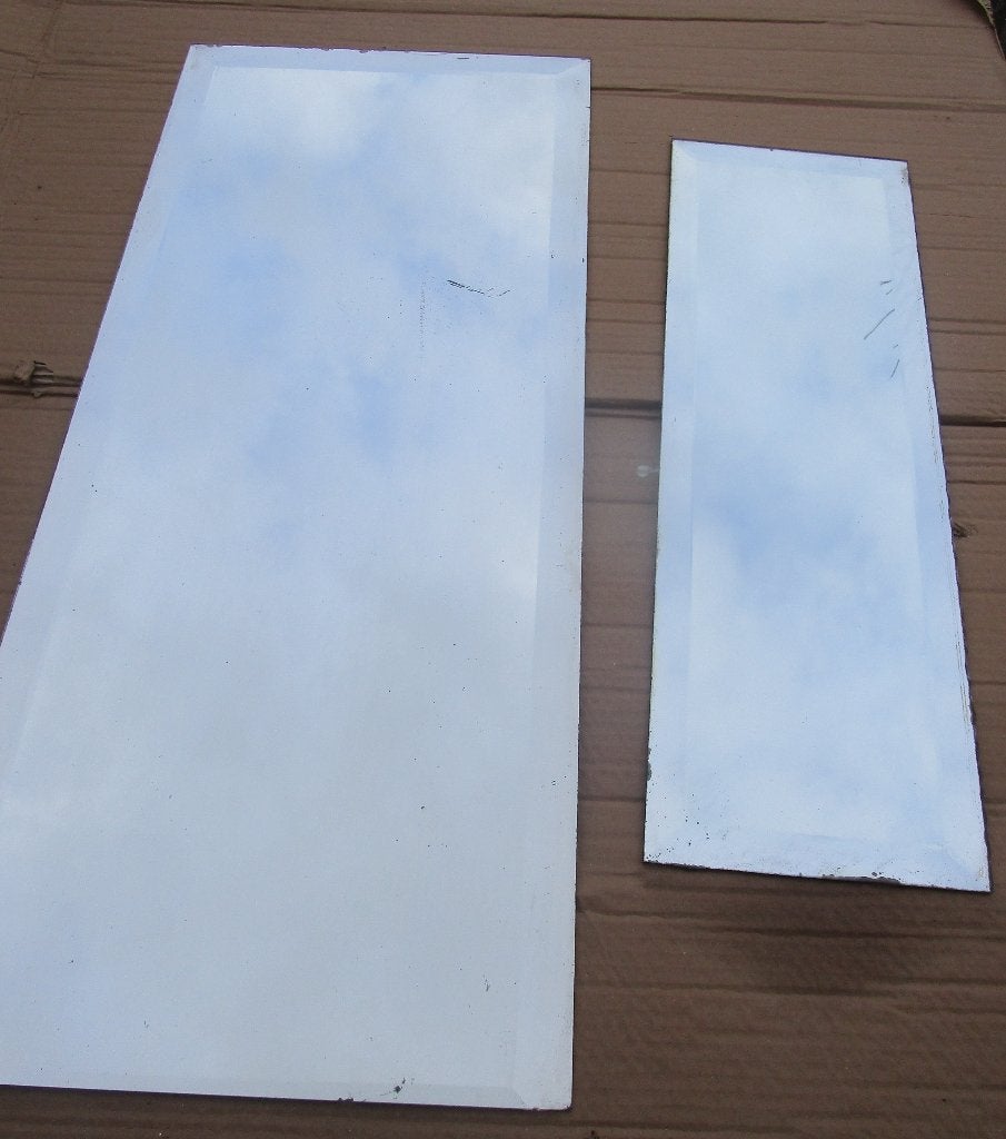 2 stukken antiek geslepen spiegelglas, Huis en Inrichting, Woonaccessoires | Spiegels, Ophalen, Gebruikt, Rechthoekig