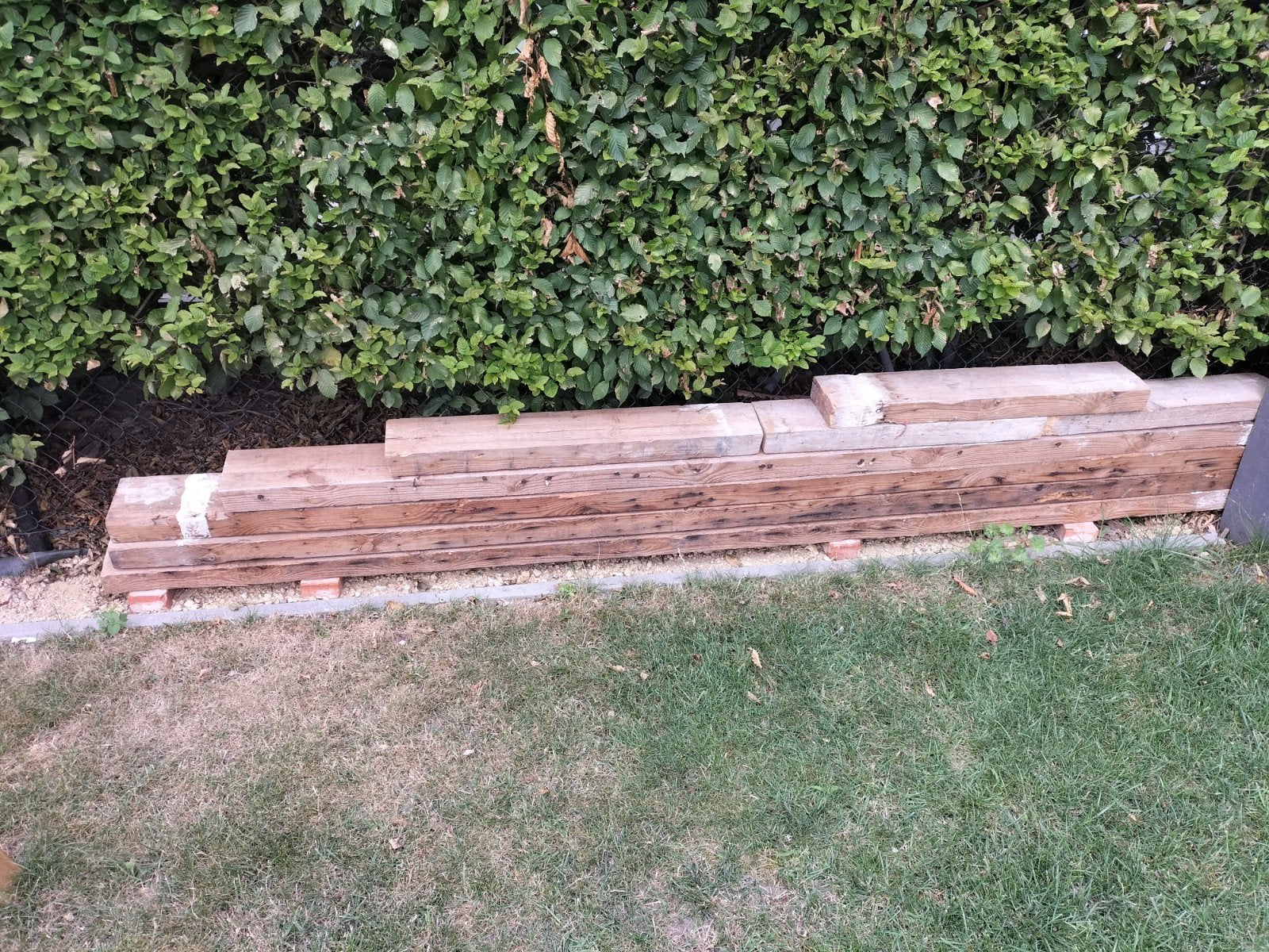 Houten balken, 4 lange en 4 korte, Doe-het-zelf en Bouw, Hout en Planken, Ophalen