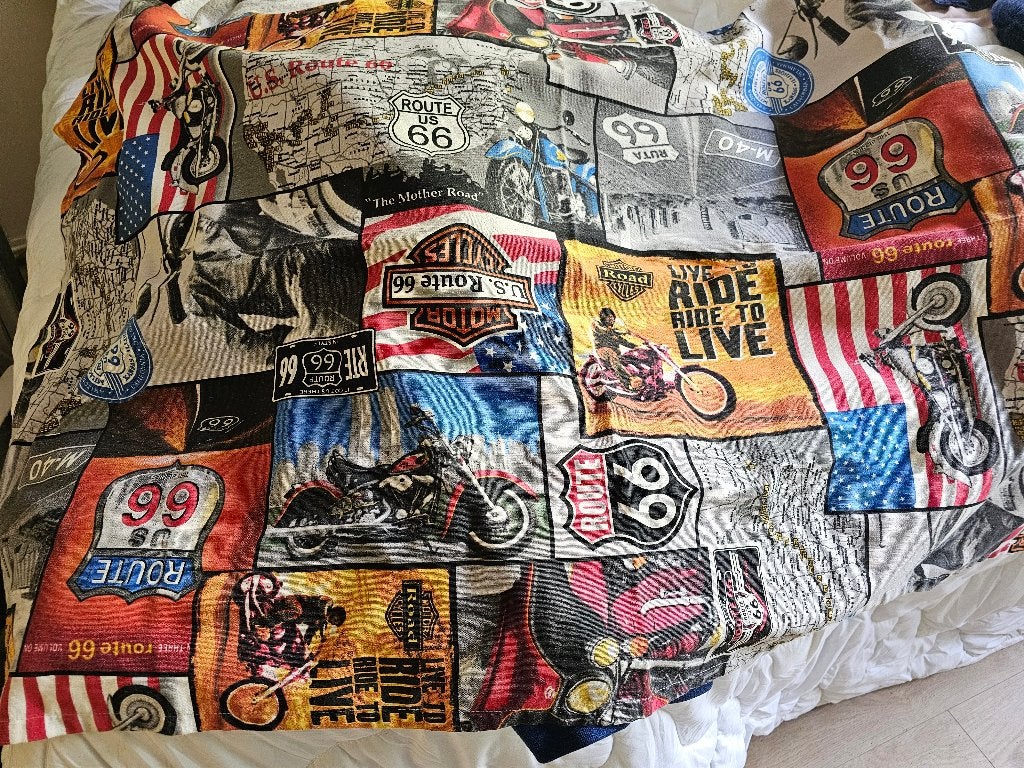 SUPERBE TOILE ROUTE 66 HARLEY DAVIDSON, Enlèvement, Utilisé