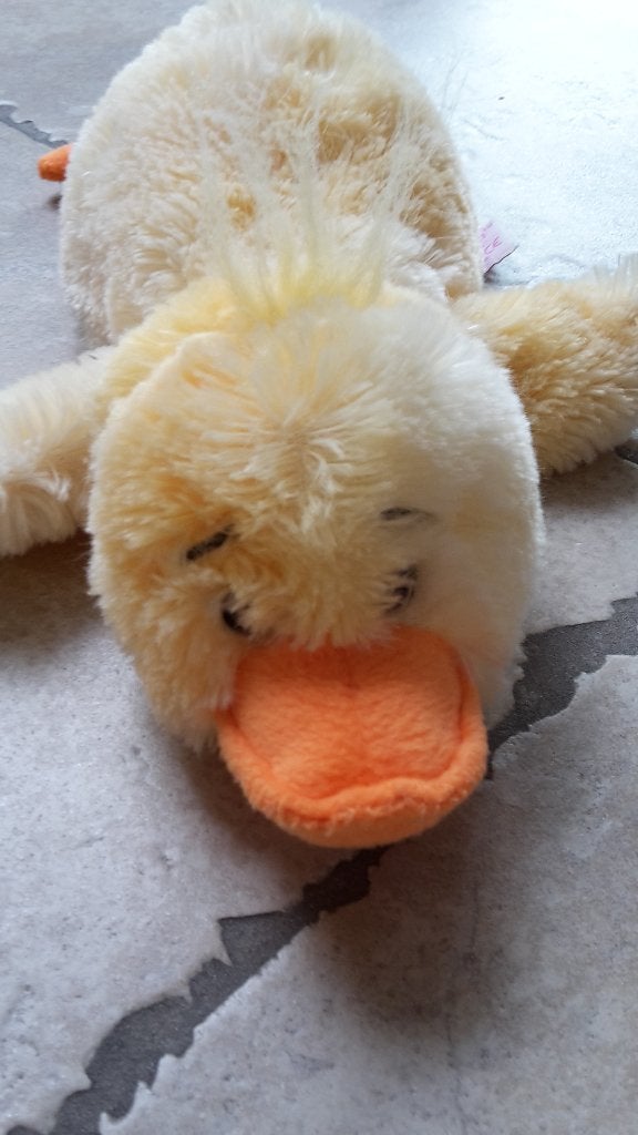 Superzachte knuffel eend (zie foto's), Ophalen of Verzenden, Zo goed als nieuw, Geel, Eend