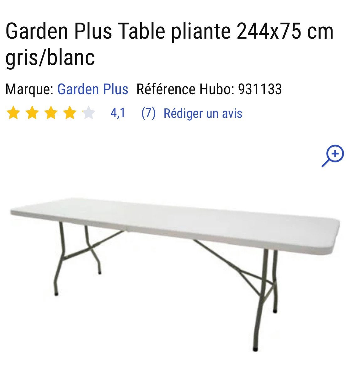 Grande table pliante, Enlèvement, Utilisé