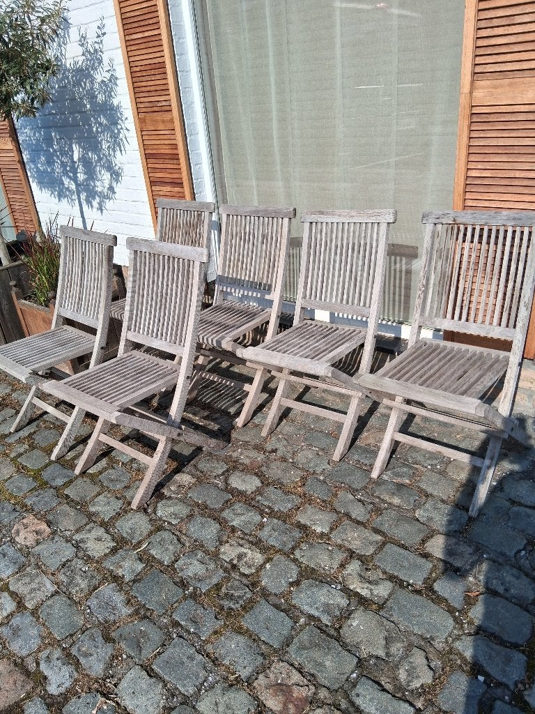 Teak stoelen, Tuin en Terras, Ophalen, Zo goed als nieuw, Teakhout, Inklapbaar