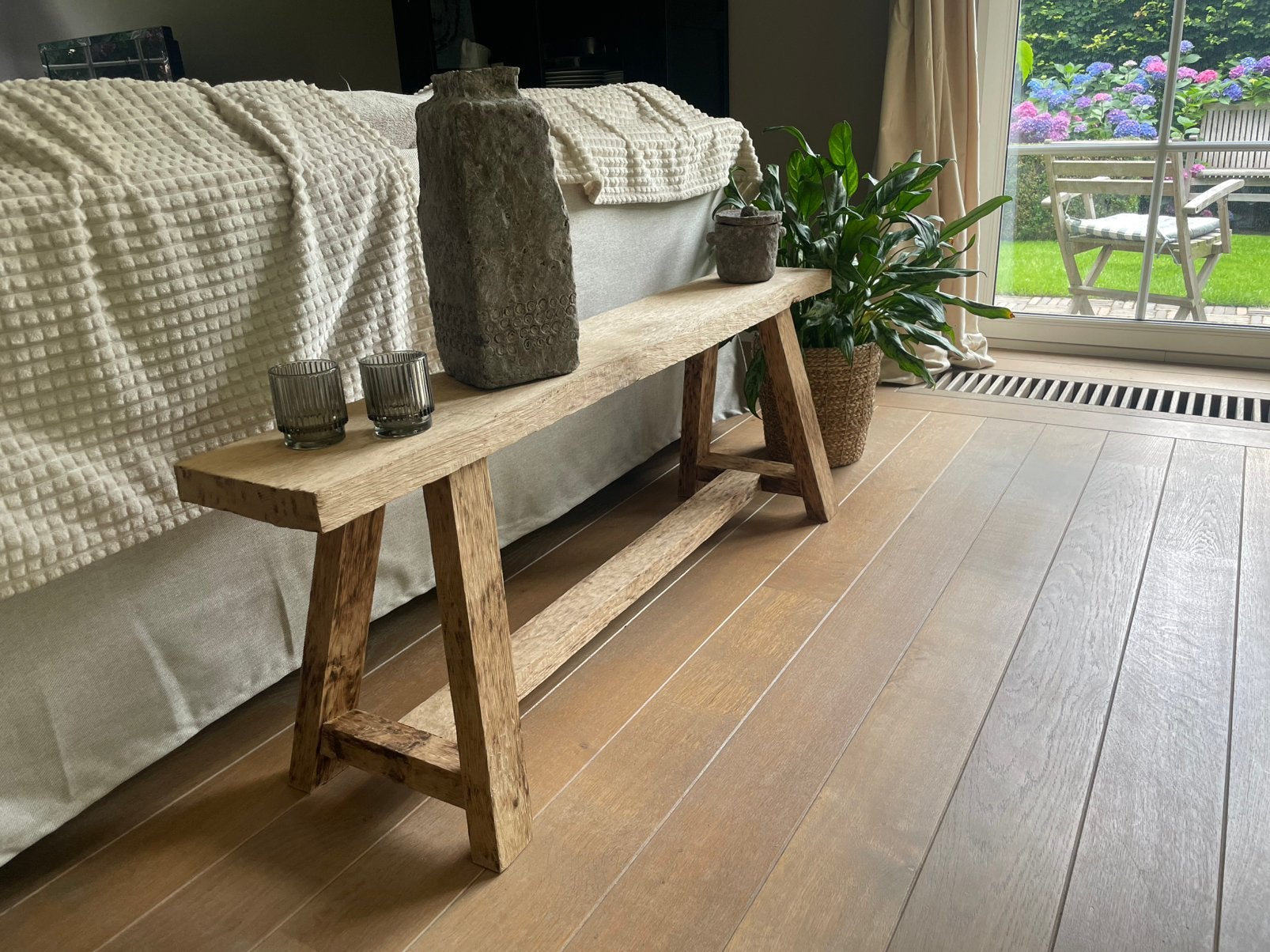 Handgemaakt bankje van massief eikenhout, Ophalen, Nieuw, Hout