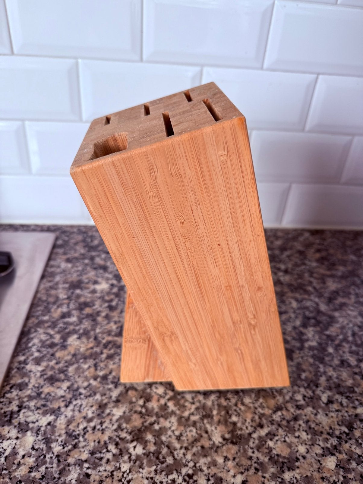 Bamboe Messenblok Schuin (6 Vakken) – Hout Keuken, Maison & Meubles, Cuisine | Couverts, Enlèvement, Utilisé, Bois