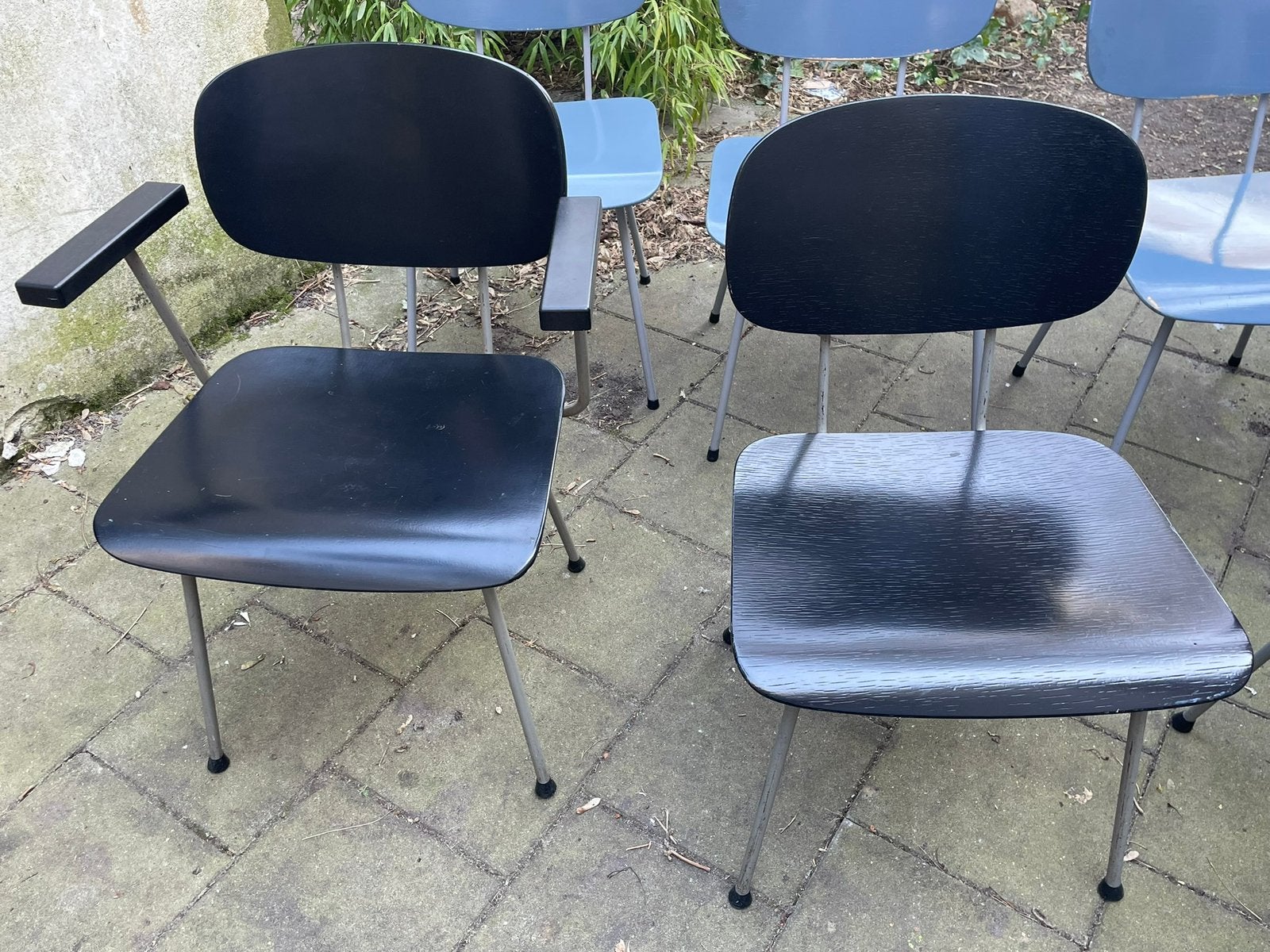 5 x Gispen 216 by Wim Rietveld stoel, Ophalen, Gebruikt, Zwart, Vintage