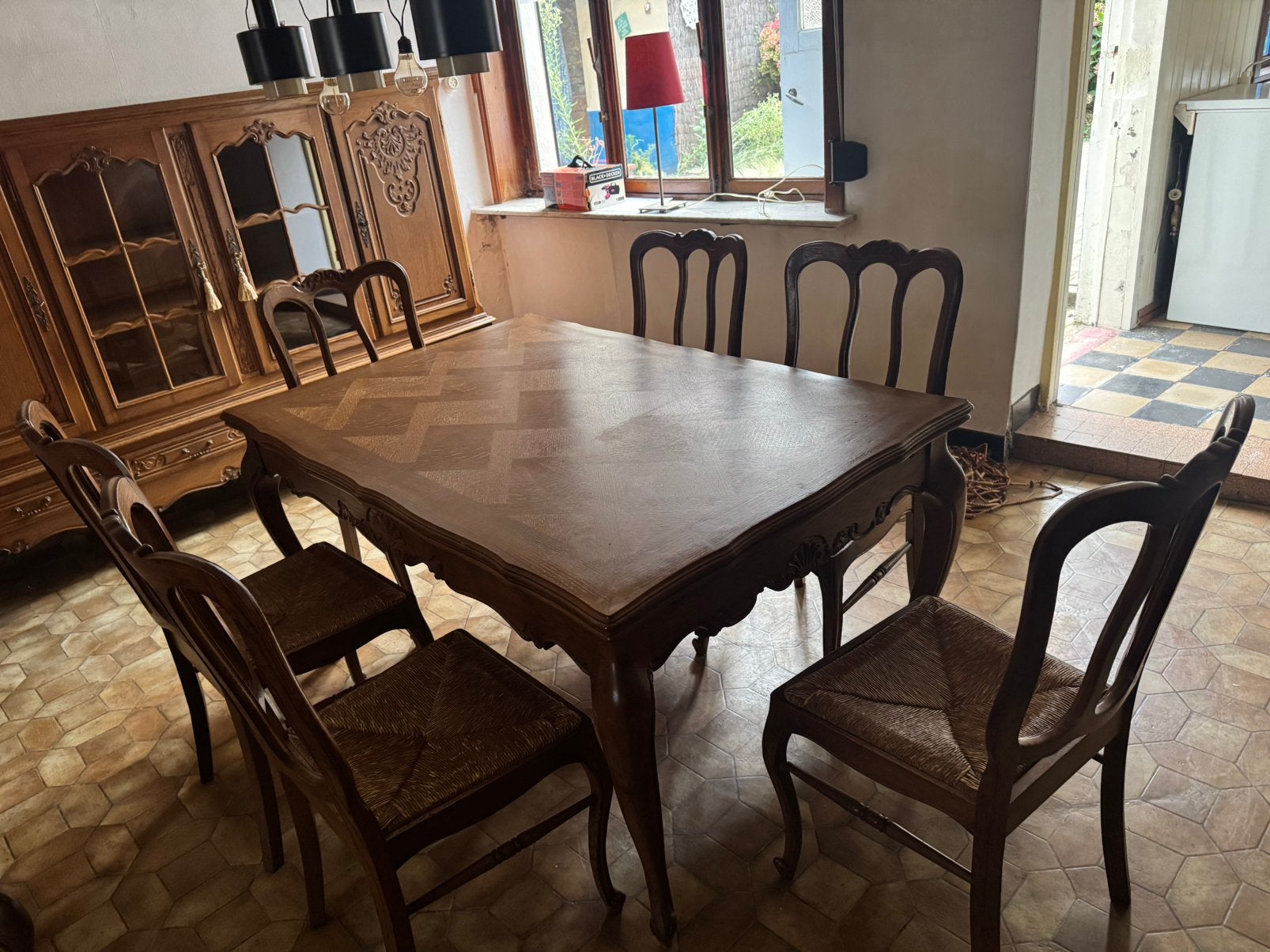 Table a manger + 6 chaise + vitrine + commode, Enlèvement, Comme neuf