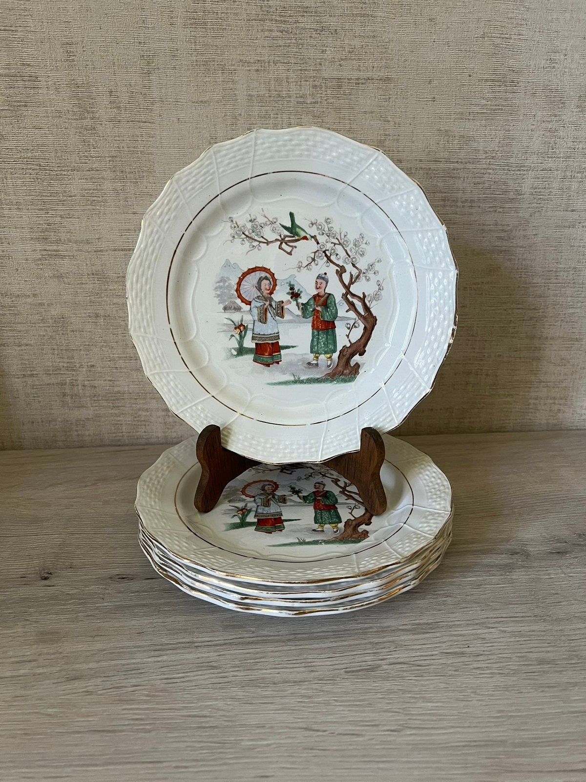5 Assiettes Moulin des Loups - Décor Chinois - 1920-1940, Enlèvement