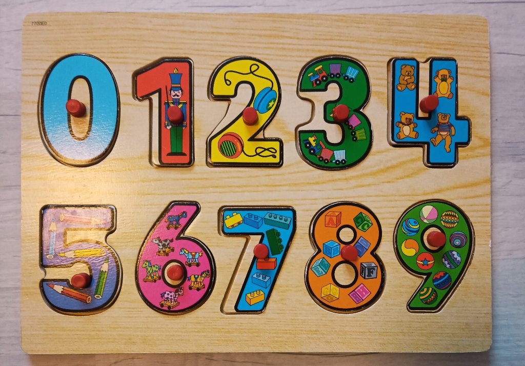 inlegpuzzel getallen, Gebruikt, 10 tot 50 stukjes, Ophalen of Verzenden, Van hout