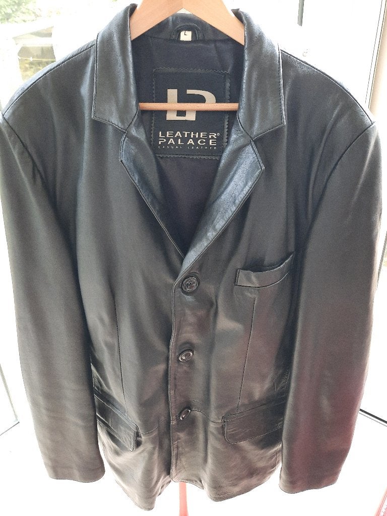Mooie lederen jas LEATER PALACE -  L, Kleding | Heren, Maat 52/54 (L), Verzenden, Zwart, Zo goed als nieuw