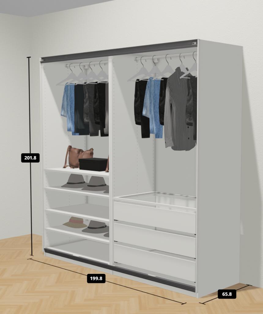 Ikea kast - Wit met schuifdeuren, Huis en Inrichting, Overige materialen, Gebruikt, 200 cm of meer, Wit