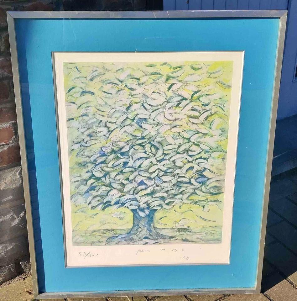 lithographie l arbre a colombe signe ad, Enlèvement