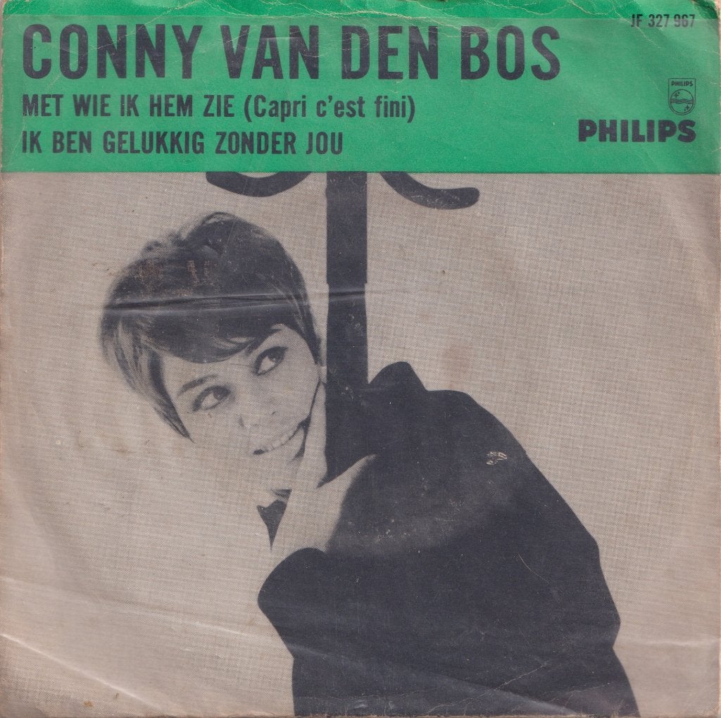 Conny Van Den Bos – Met wie ik hem zie / Ik ben gelukkig zon, Ophalen of Verzenden, Gebruikt, 7 inch, Nederlandstalig