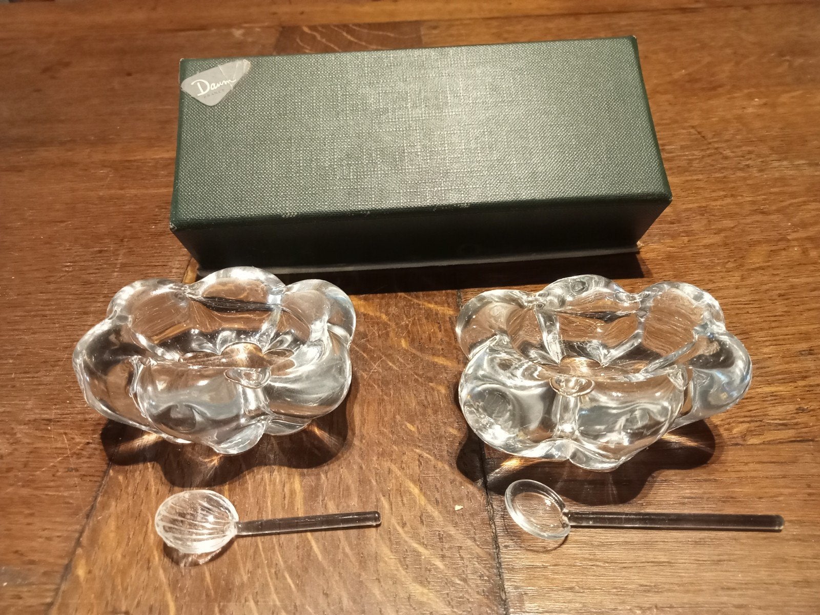 Ensemble sel poivre cristal Daum avec cuilleres, Enlèvement ou Envoi