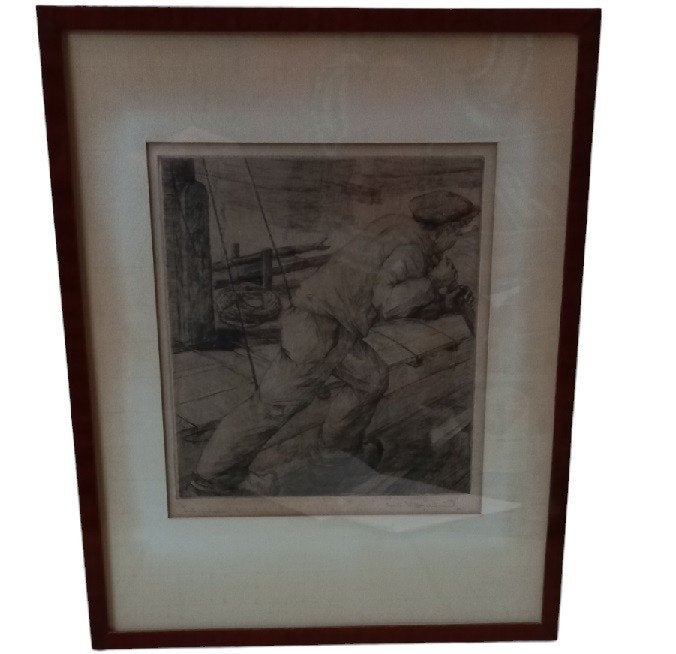 Gravure de Casimir Heyman (1893-1984)., Enlèvement, Gravure, Signé