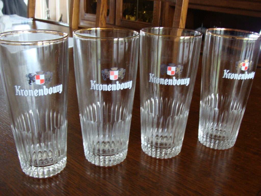 Lot 4 verres à bière Kronenbourg, vintage, Collections, Enlèvement, Neuf, Verre ou Verres, Autres marques