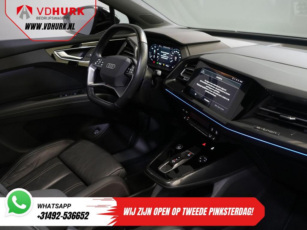 Audi Q4 e-tron 40 77kWh 523 km WLTP S-Line/ Pano/ Leder/ Key, Automaat, 82 kWh, Zwart, SUV of Terreinwagen