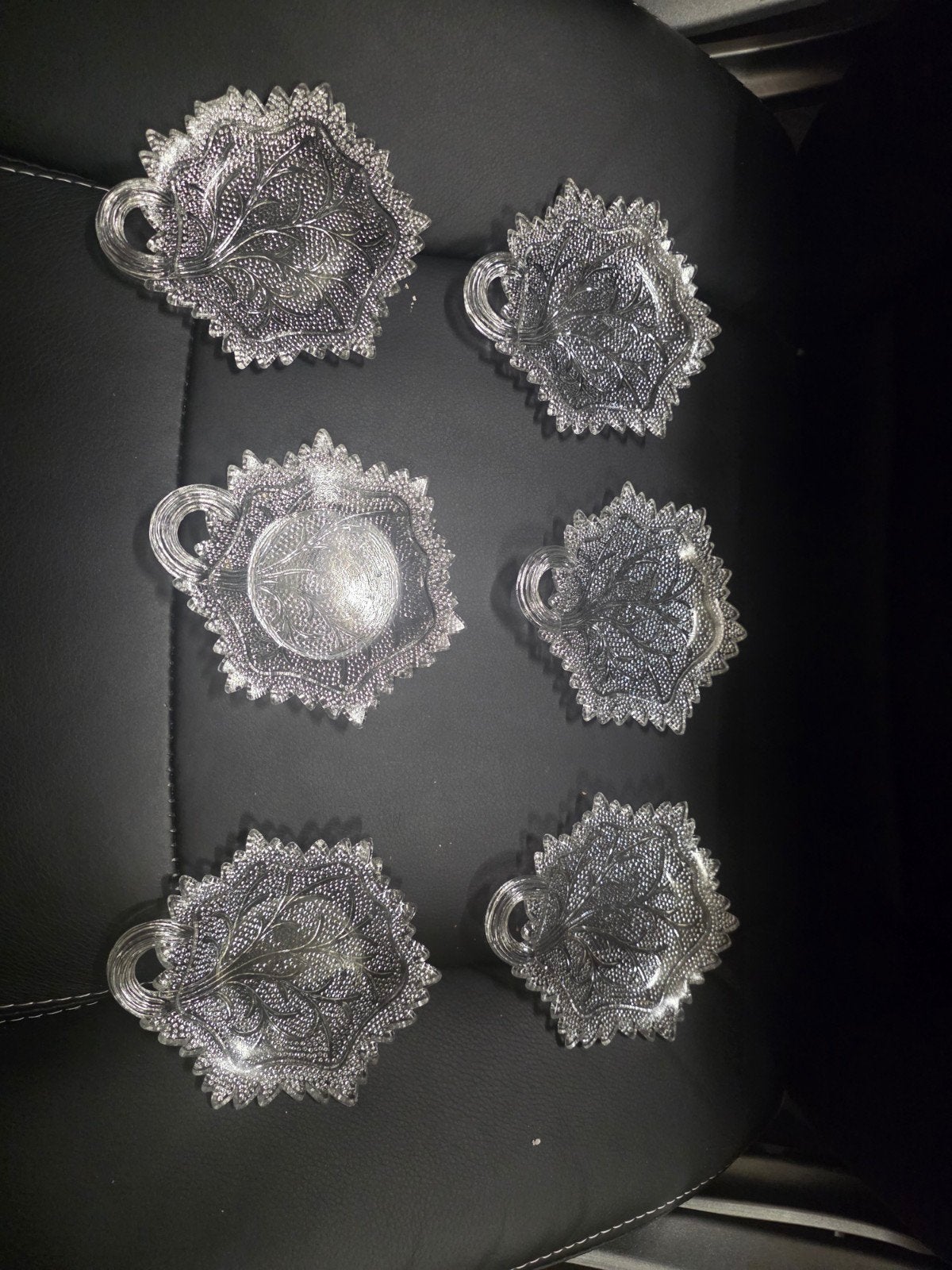 Set van 6 vintage glazen onderzetters / schaaltjes - Druiven, Antiek en Kunst, Ophalen