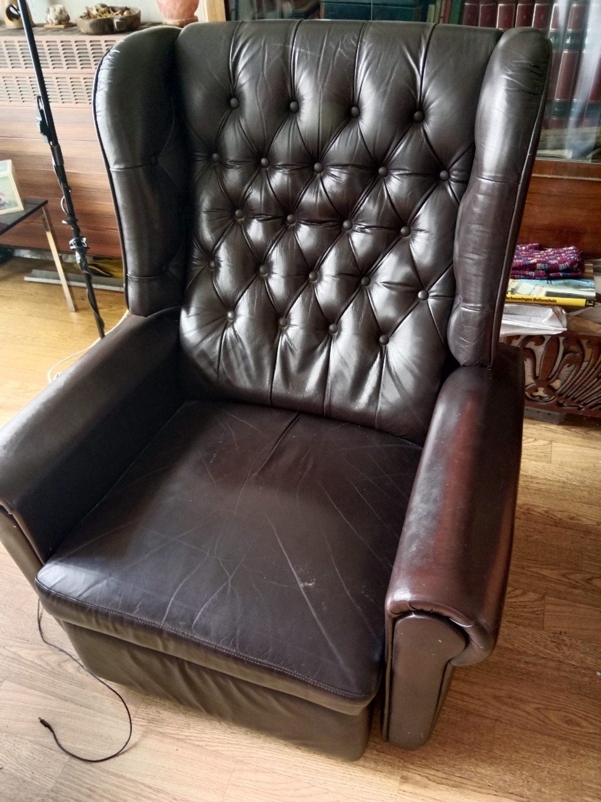 Relaxzetel ( donkerbruin leder), Ophalen, Gebruikt, Leer