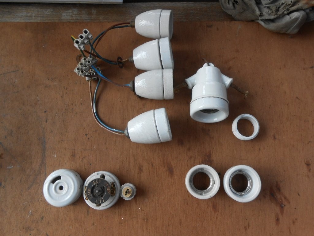 lampenhouder porselein wit E27 vintage schakelaar, Antiek en Kunst, Ophalen of Verzenden