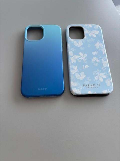 iPhone 12 Pro Max hoesjes - 2 stuks – blauw design, Kunststof, Overige merken, Frontje of Cover, Blauw