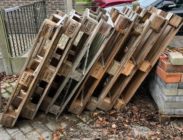 Paletten, Doe-het-zelf en Bouw, Ophalen, Gebruikt, Minder dan 25 mm, Steigerhout