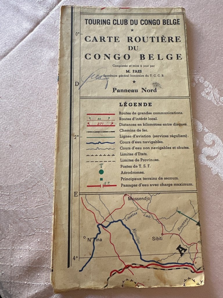 Carte Congo belge 1930-1950, Boeken, Gelezen, Overige gebieden, Ophalen of Verzenden, Landkaart