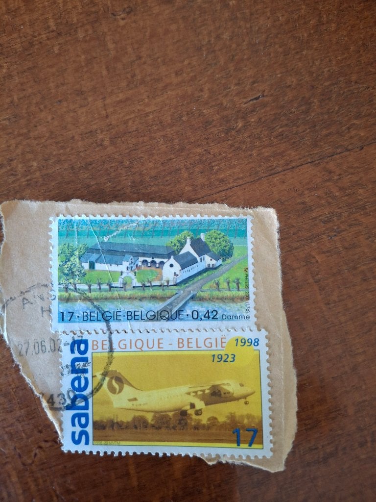 Timbre oblitéré de la Sabena. 1923-1998, Oblitéré, Enlèvement ou Envoi, Sans enveloppe, Affranchi