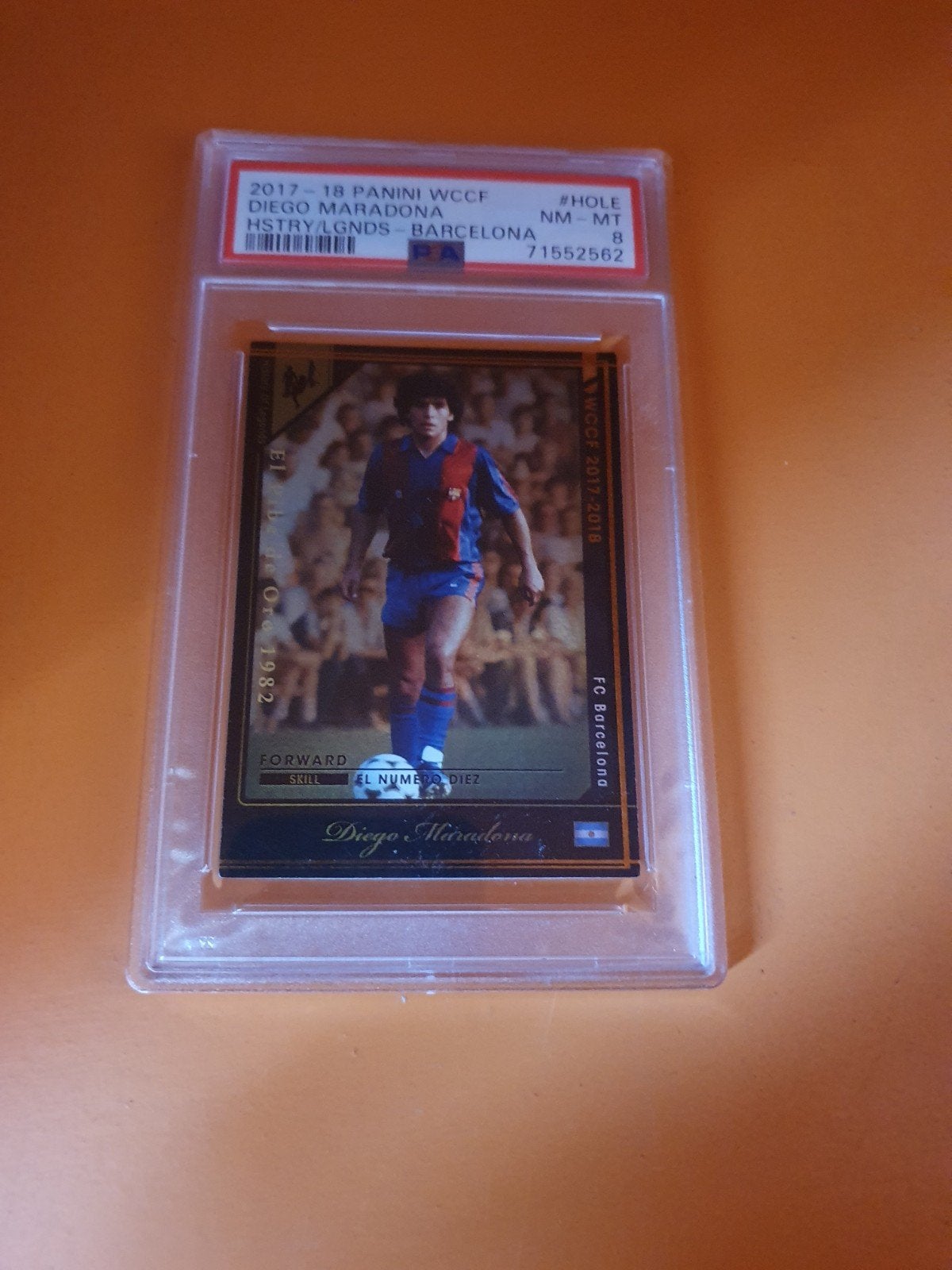 Diego Maradona Panini PSA 8 Barcelone, Enlèvement ou Envoi, Comme neuf, Image