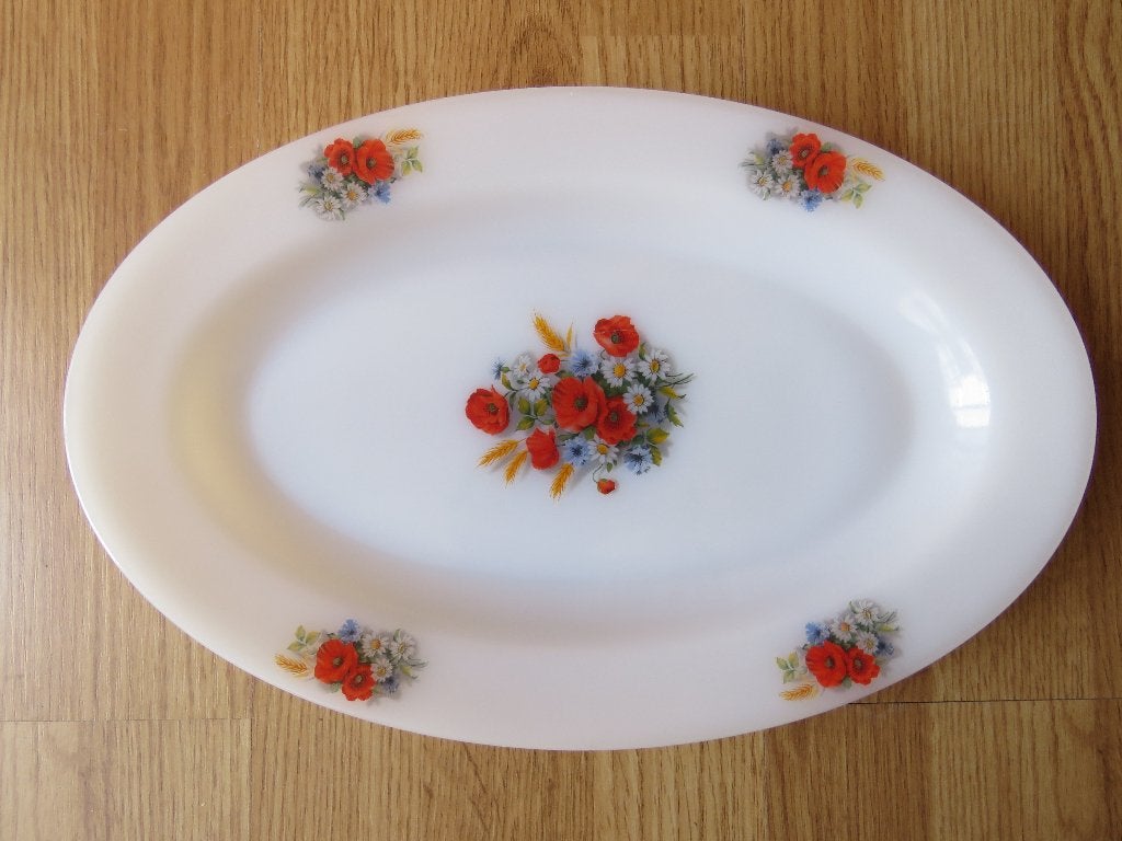 vintage arcopal plateau ovale motifs Fleurs des champs, Huis en Inrichting, Overige materialen, Gebruikt, Overige merken, Vintage