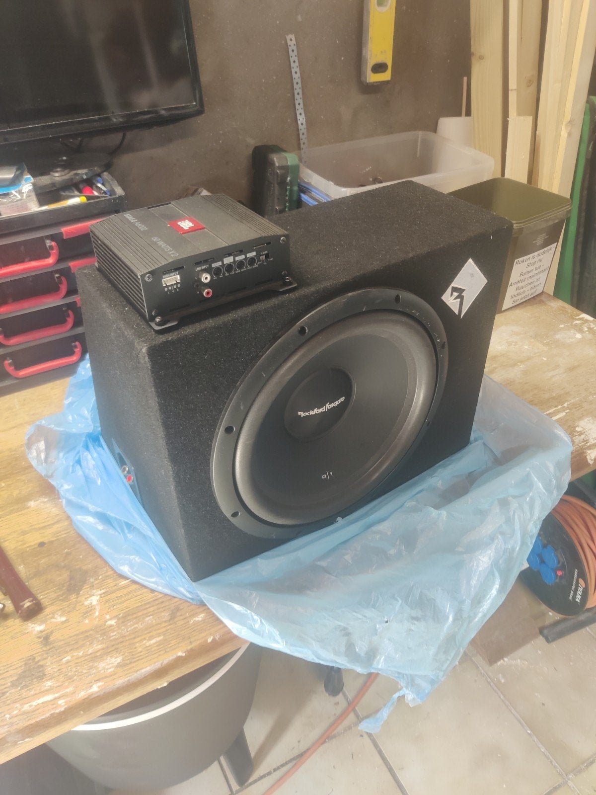 Sub woefer auto 120w versterker, Auto diversen, Autospeakers, Ophalen