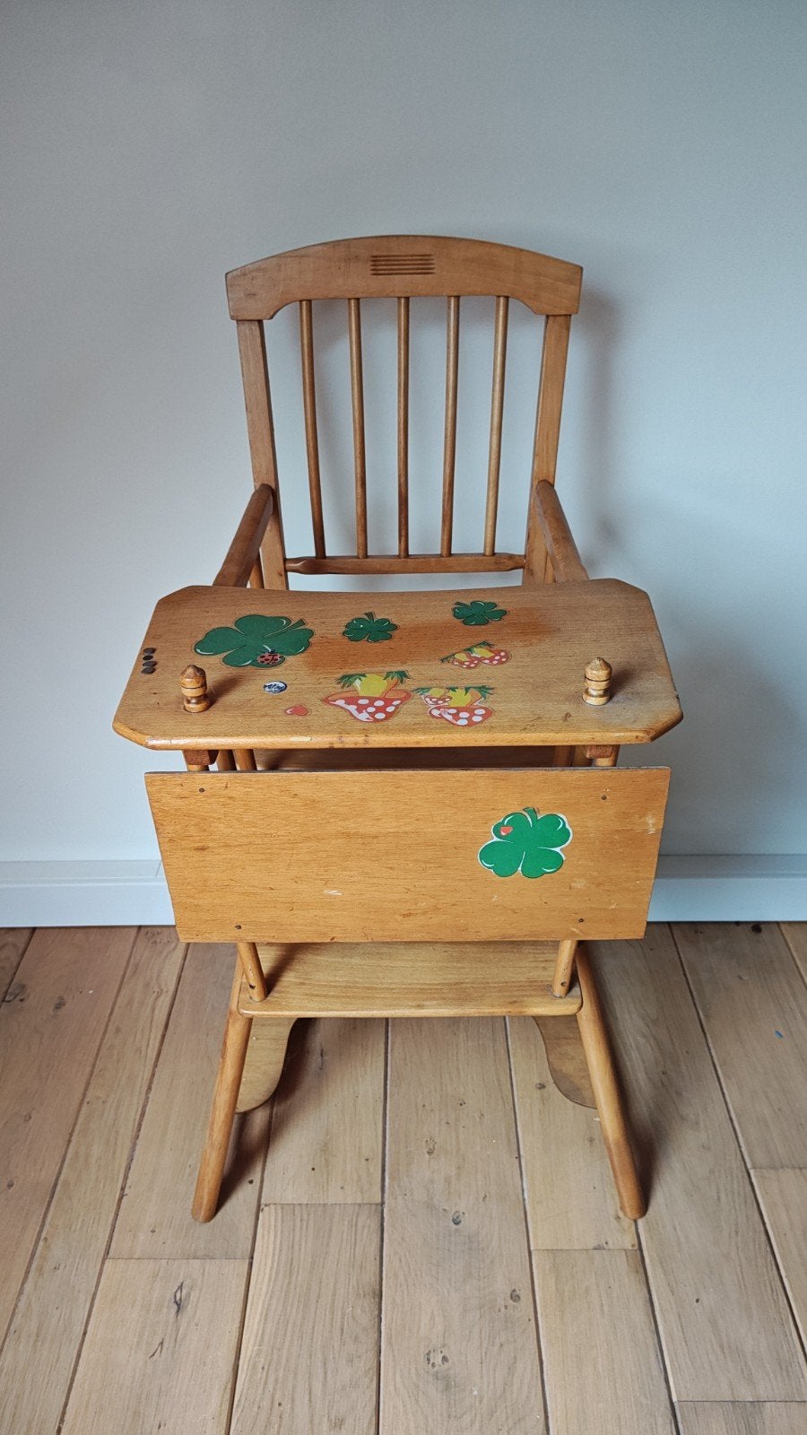 Belle chaise combi vintage en bois pour enfant (années 1960), Enlèvement, Utilisé, Table(s) et Chaise(s)