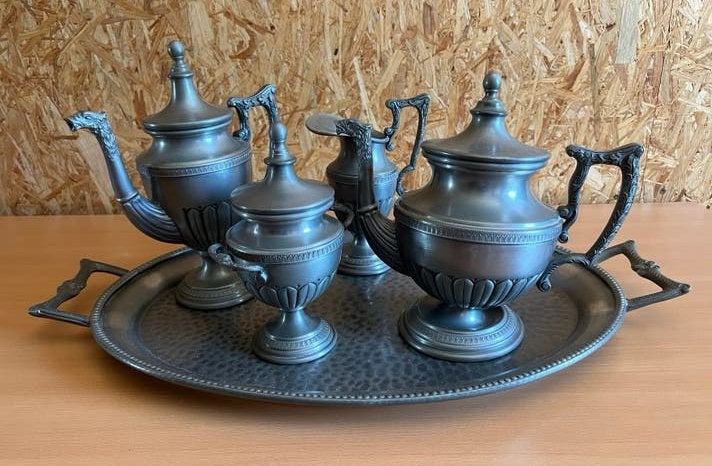 Service à Thé / Café Ancien en Étain Fin 95% – ITALART, Enlèvement