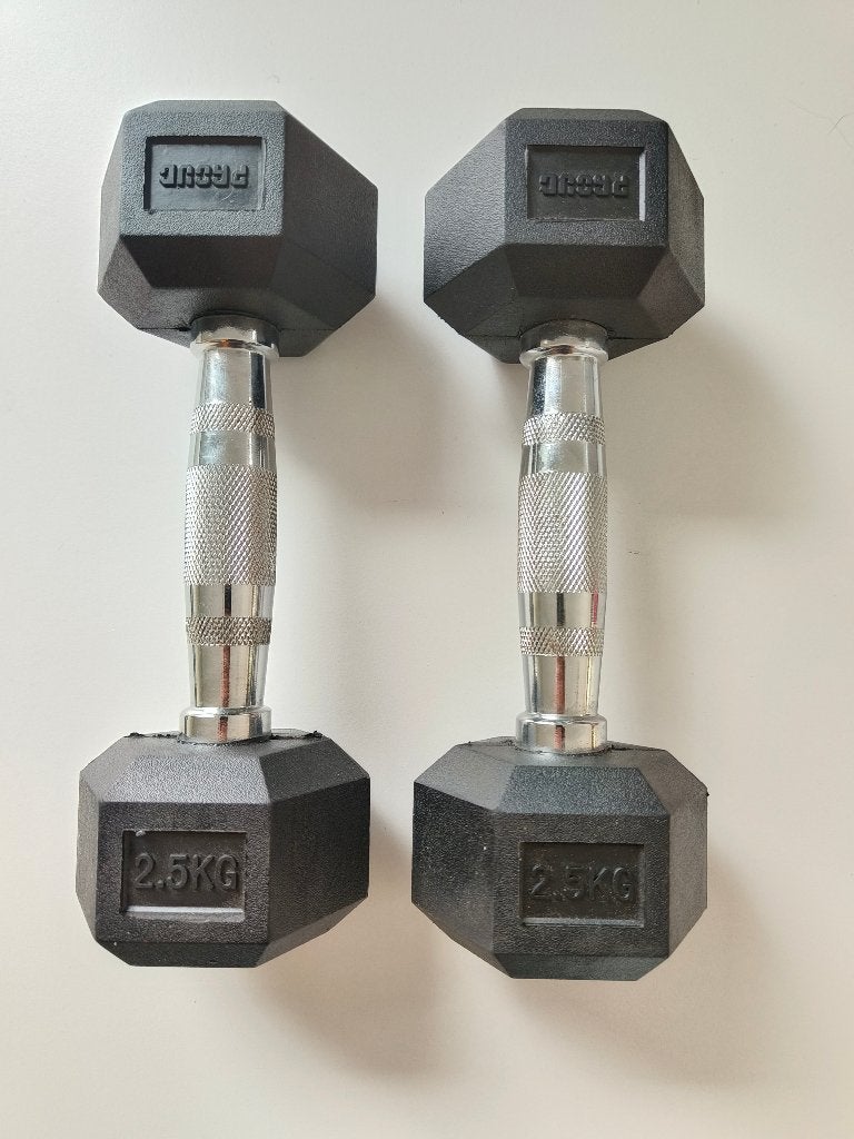 Hexagon dumbbells 2,5 kilo PROUD, Sport en Fitness, Ophalen, Zo goed als nieuw, Dumbbell