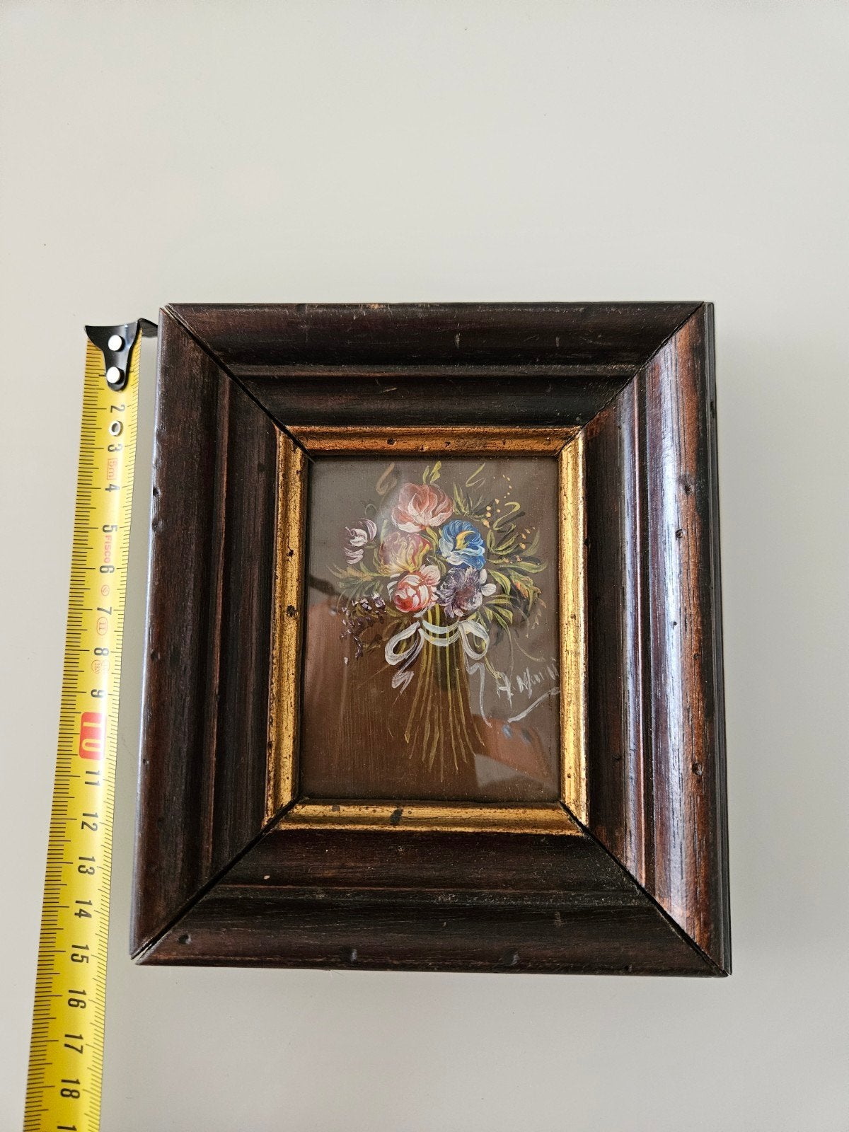 antiek miniatuurschilderijtje, Antiek en Kunst, Kunst | Schilderijen | Klassiek, Achter glas, Ophalen of Verzenden, Klassiek, Paneel
