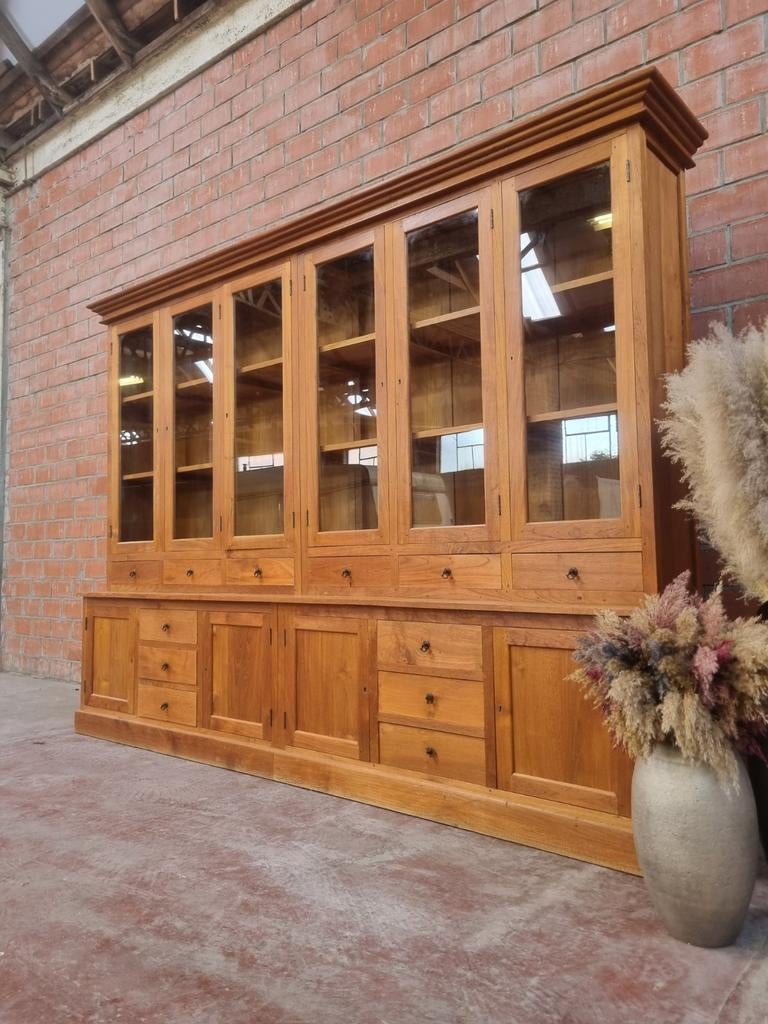 Buffet/vitrine en teck 320 cm LIVRAISON GRATUITE, Maison & Meubles, Armoires | Buffets, Comme neuf, 200 cm ou plus, 200 cm ou plus