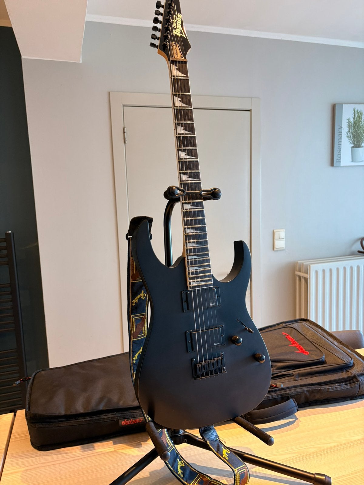 Ibanez Gio GS210+statief+Jackson draagzak+fender strap, Enlèvement, Comme neuf, Ibanez