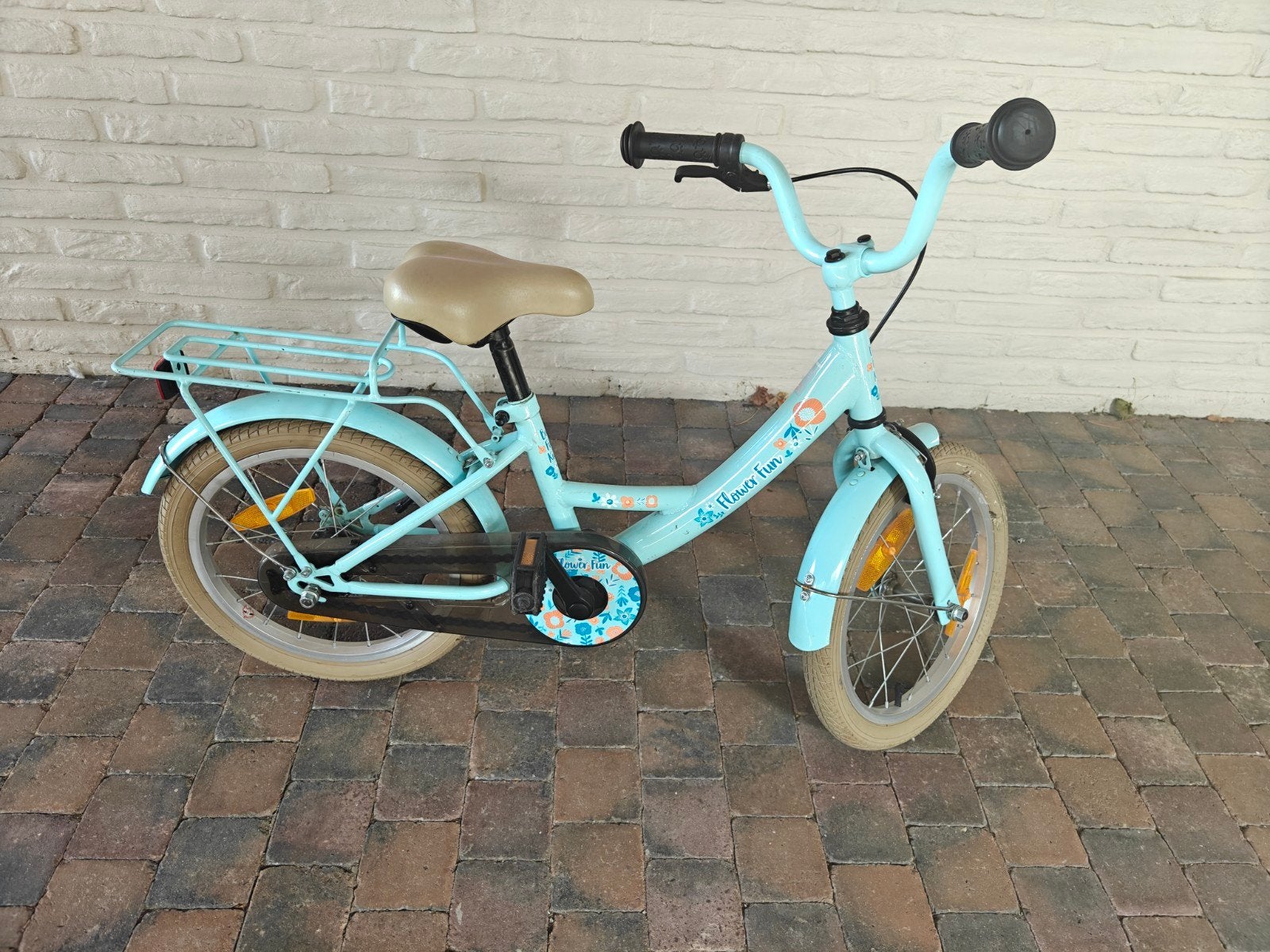 meisjesfiets Flower Fun 16inch, Ophalen, Terugtraprem, Zo goed als nieuw, Flower Fun