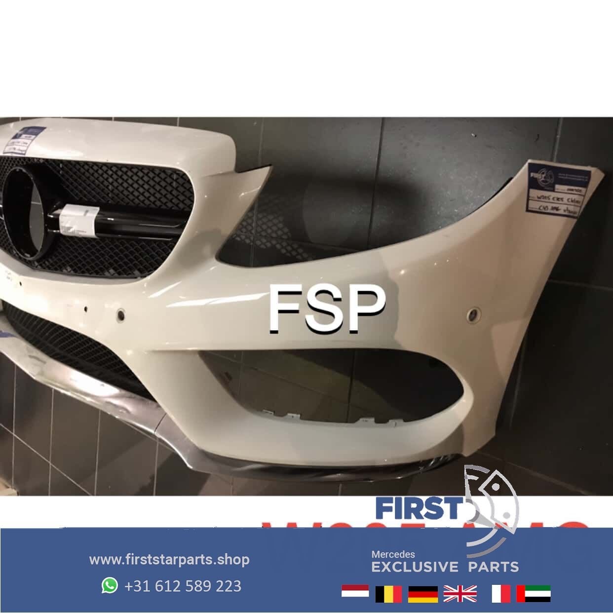 W205 C205 S205 C43 AMG Voorbumper + Gril Mercedes C Klasse 2, Gebruikt, -, Voor, Ophalen of Verzenden