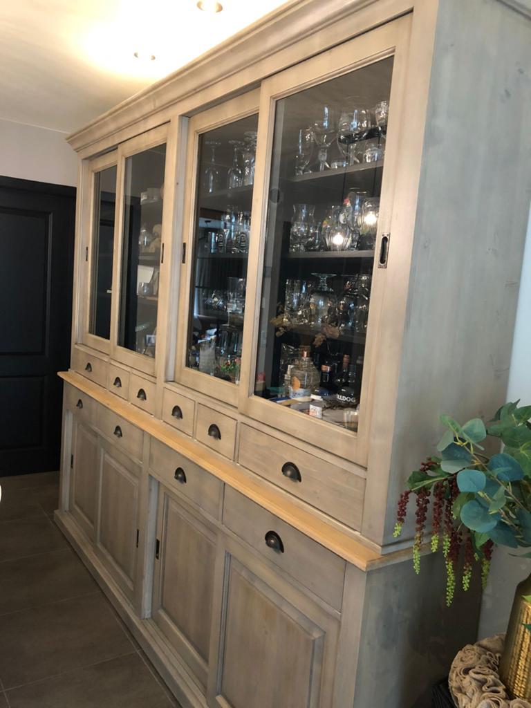 Belle armoire à vintrine (chêne), 25 à 50 cm, 200 cm ou plus, Avec tablette(s), Comme neuf