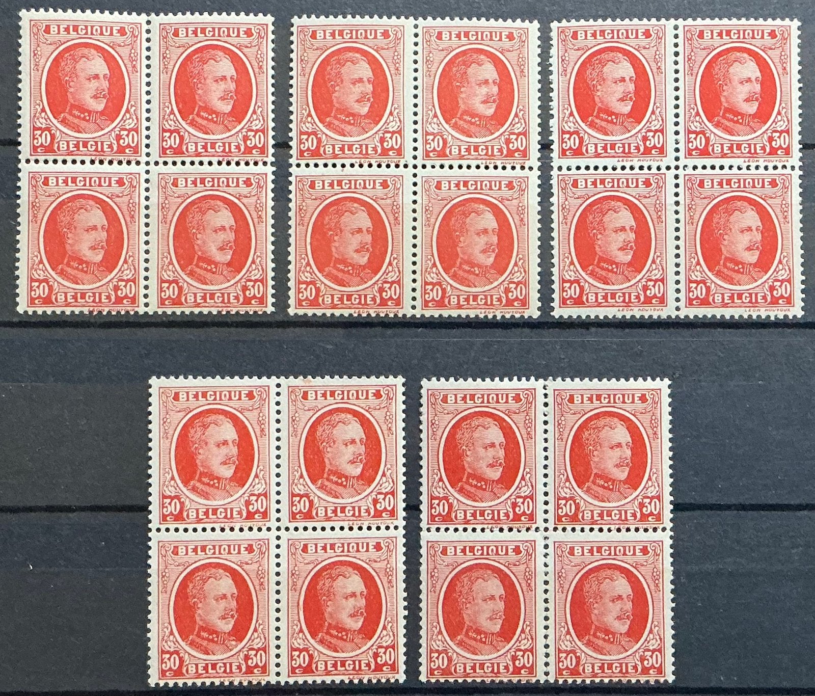 LOT 780. COB: 199. 5 nuances. HOUYOUX. Blocs MNH, Neuf, Enlèvement ou Envoi, Non oblitéré, Gomme originale