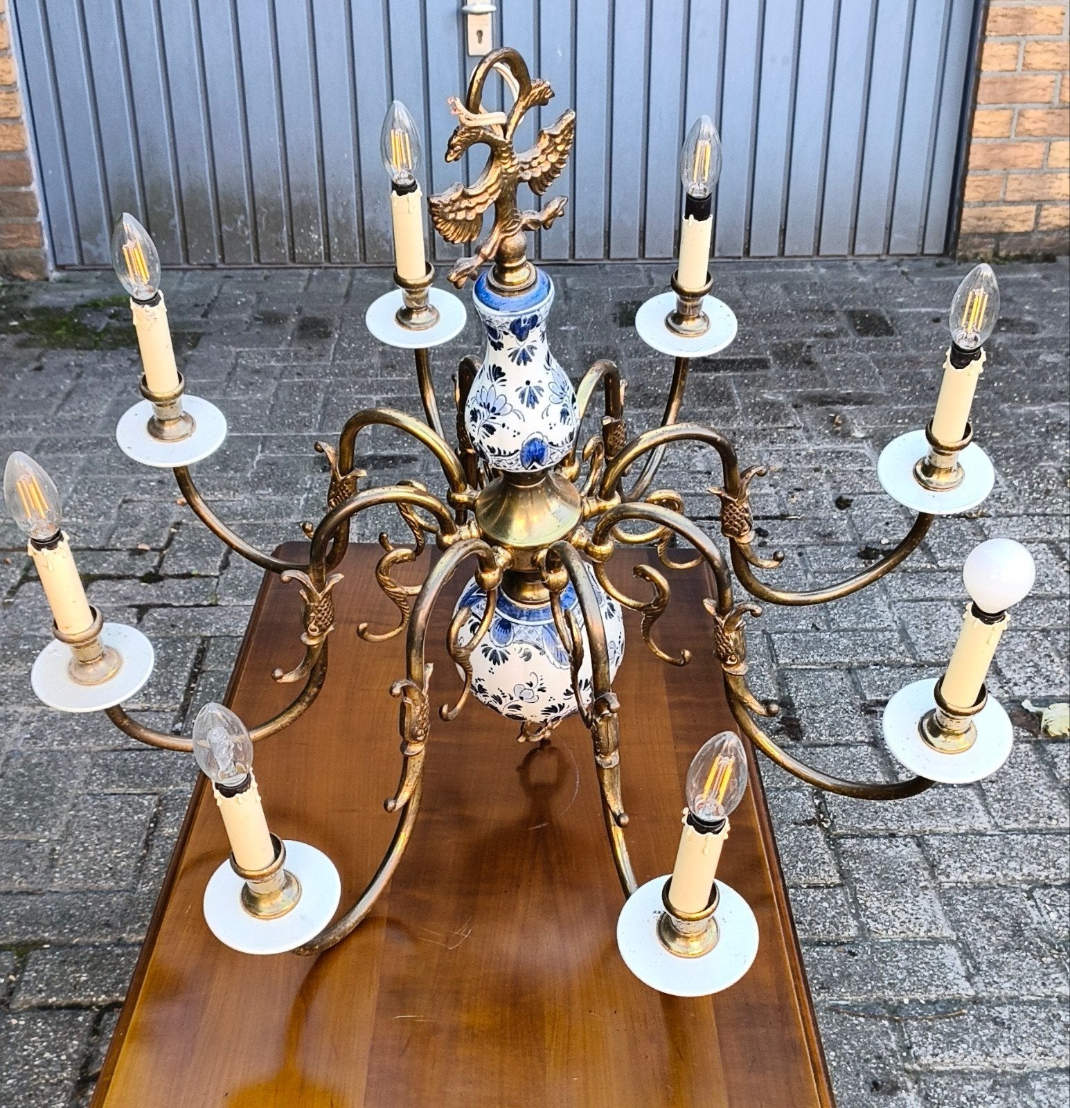 Lustre style hollandais à 8 branches, Enlèvement, Comme neuf, Hollandais