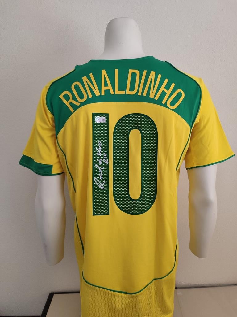 Ronaldinho gesigneerd Brazilië shirt met Beckett coa, Ophalen of Verzenden, Nieuw, Shirt