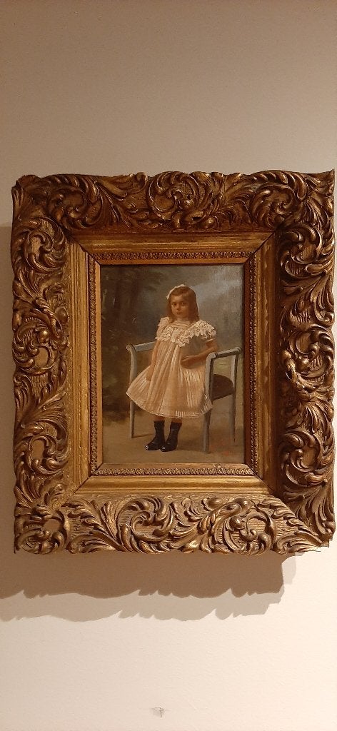 Oud schilderij, Antiek en Kunst, Ophalen, Impressionistisch, Bijzondere lijst, Portret of Personen
