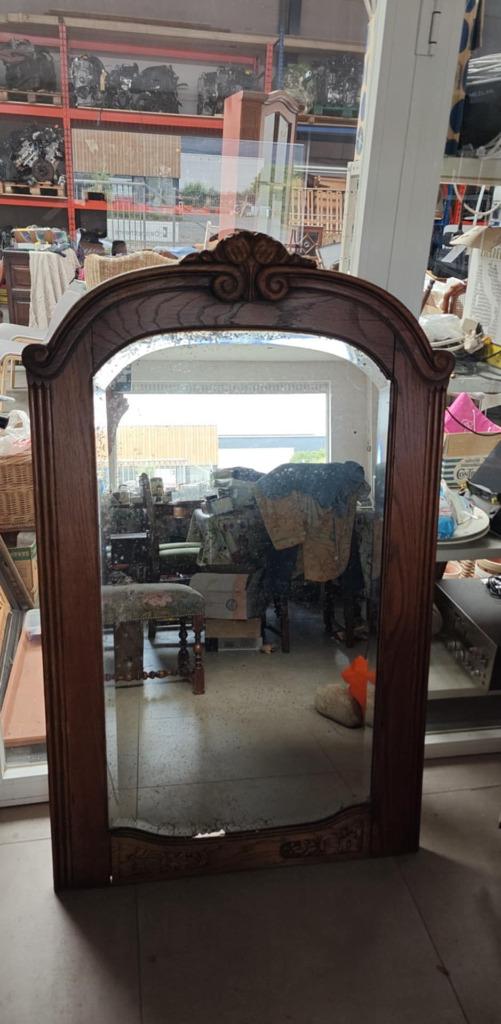 miroir ancien tacheté dans un cadre en chêne 81 x 136, Enlèvement, Autres formes, 50 à 100 cm, 100 à 150 cm