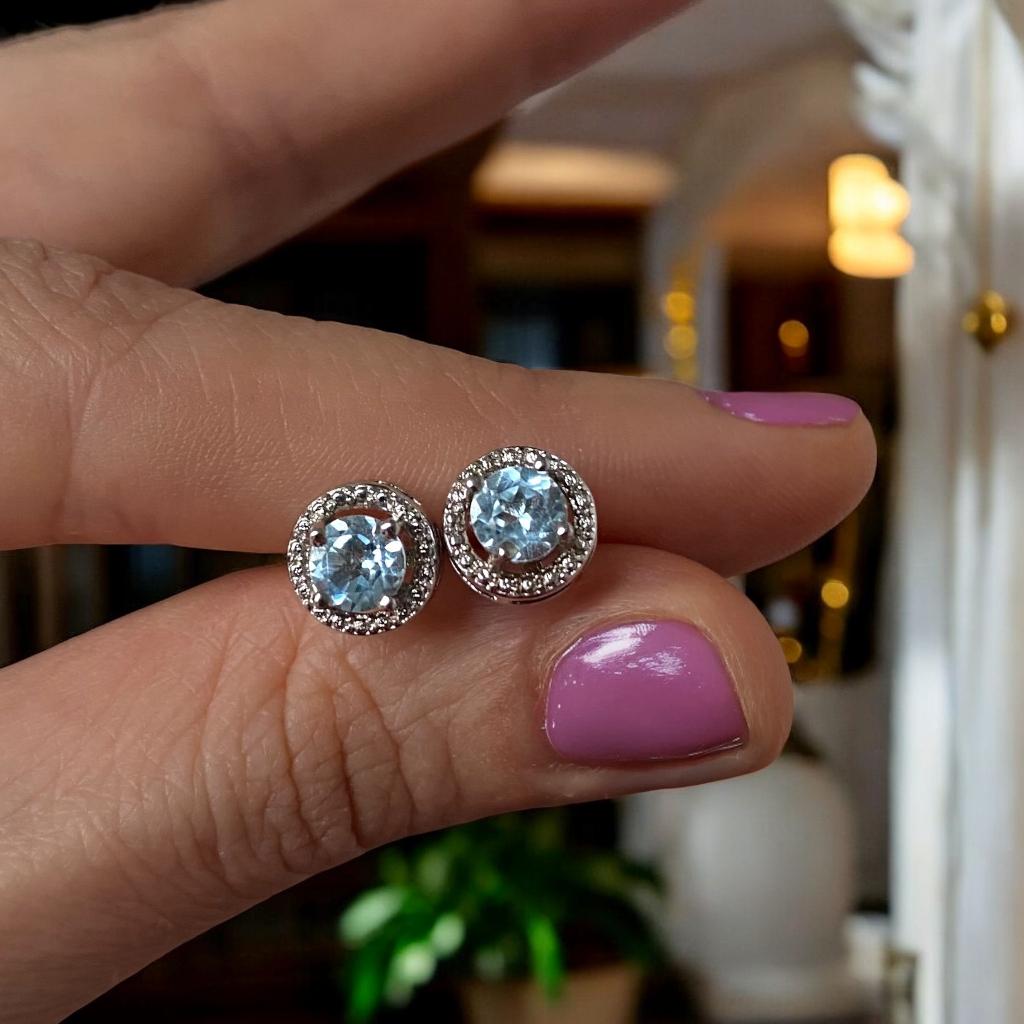 boucles d'oreilles topaze bleue naturelle en argent 925, Bijoux, Sacs & Beauté, Boucles d'oreilles, Enlèvement ou Envoi, Avec pierre précieuse